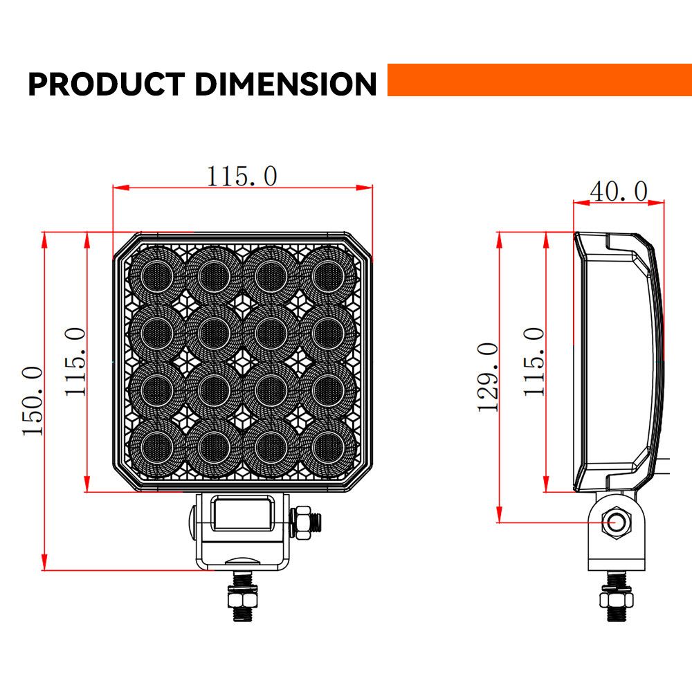 products/1528/LED RADNO SVETLO ZA KAMIONE.jpg - LED REFLEKTOR - RADNO SVETLO 11.5x11.5cm 96W - Xenon Svetla Beograd